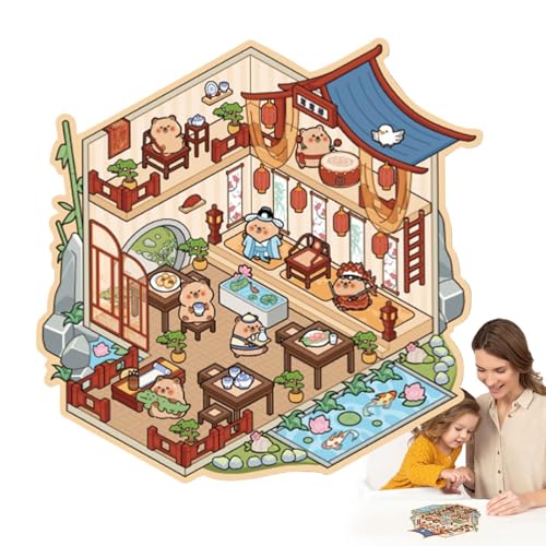 Visuelle stapelbare 3D-Aufkleber, 3D-Haus-Szenen-Miniatur-Aufkleber, Cartoon-Miniatur-Szene, 3D-Landschaftsbau-Aufkleber für Familie, Freunde, Kinder, , Mädchen von Generisch