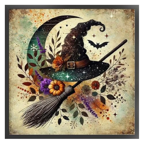 Vollstickerei, Öko-Baumwollfaden, 11-fädig, Hexe, Kreuzstich-Set, 40 x 40 cm Vollstickerei, Öko-Baumwollfaden, 11-fädig, Hexe, Kreuzstich-Set, 40 x 40 cm von Generisch