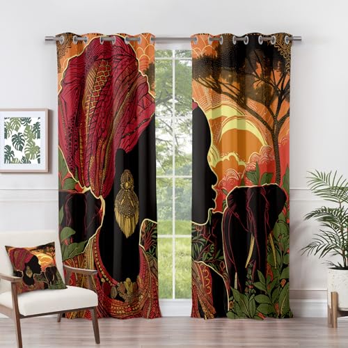 Vorhänge Afrikanische - Ethnische Afrikanische Frau Fenster Gardinen mit Ösen, Vorhang Blickdicht Verdunklungsvorhänge Thermovorhang für Wohnzimmer Schlafzimmer 2er Set, H 245 x B 140 cm F#-42 Vorhänge Afrikanische - Ethnische Afrikanische Frau Fenster Gardinen mit Ösen, Vorhang Blickdicht Verdunklungsvorhänge Thermovorhang für Wohnzimmer Schlafzimmer 2er Set, H 245 x B 140 cm F#-42 von Generisch