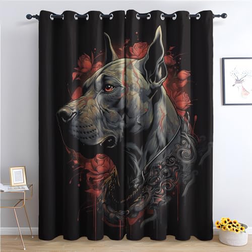 Vorhänge Pitbull Muster - Jungen Horror Hund Fenster Gardinen mit Ösen, Vorhang Blickdicht Verdunklungsvorhänge Thermovorhang für Wohnzimmer Schlafzimmer Deko 2er Set, H 137 x B 117 cm A-#234 Vorhänge Pitbull Muster - Jungen Horror Hund Fenster Gardinen mit Ösen, Vorhang Blickdicht Verdunklungsvorhänge Thermovorhang für Wohnzimmer Schlafzimmer Deko 2er Set, H 137 x B 117 cm A-#234 von Generisch
