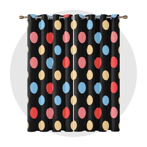Vorhänge Polka Dots - Süße Retro Bunt Geometrische Fenster Gardinen mit Ösen, Vorhang Blickdicht Verdunklungsvorhänge Thermovorhang für Wohnzimmer Deko 2er Set, H 160 x B 132 cm B-#223 Vorhänge Polka Dots - Süße Retro Bunt Geometrische Fenster Gardinen mit Ösen, Vorhang Blickdicht Verdunklungsvorhänge Thermovorhang für Wohnzimmer Deko 2er Set, H 160 x B 132 cm B-#223 von Generisch