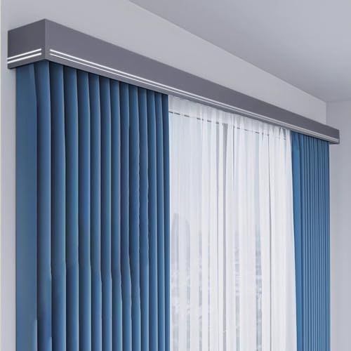 Vorhang-Querbehang, Verdunkelungsvorhangschiene und Volant, grau/weiß/blau/braun, Doppelschienen-Vorhang, Querbehang, individuelle Länge, Heimdekoration, Fenstervolant Box Vorhang-Querbehang, Verdunkelungsvorhangschiene und Volant, grau/weiß/blau/braun, Doppelschienen-Vorhang, Querbehang, individuelle Länge, Heimdekoration, Fenstervolant Box von Generisch