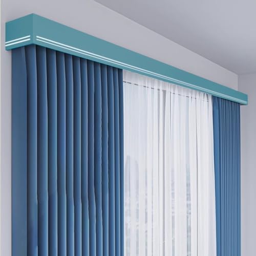 Vorhang-Querbehang, Verdunkelungsvorhangschiene und Volant, grau/weiß/blau/braun, Doppelschienen-Vorhang, Querbehang, individuelle Länge, Heimdekoration, Fenstervolant Box Vorhang-Querbehang, Verdunkelungsvorhangschiene und Volant, grau/weiß/blau/braun, Doppelschienen-Vorhang, Querbehang, individuelle Länge, Heimdekoration, Fenstervolant Box von Generisch