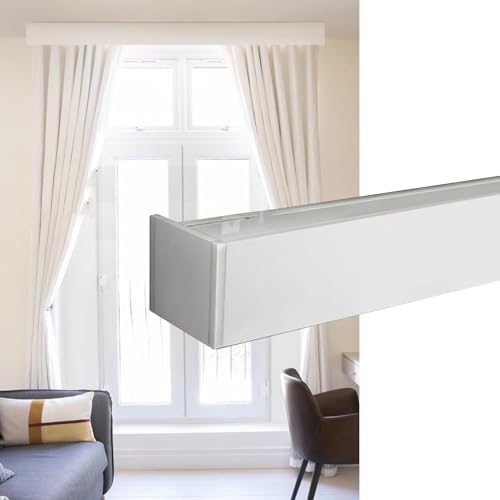 Vorhang-Querbehang für Wohnzimmer, dekorative Schiebevorhangstangenbox, 3-in-1-Vorhangschienensystem, kein Lichtaustritt, 9,5 - 7,6 m, individuelle Länge, Vorhangschienengesims Vorhang-Querbehang für Wohnzimmer, dekorative Schiebevorhangstangenbox, 3-in-1-Vorhangschienensystem, kein Lichtaustritt, 9,5 - 7,6 m, individuelle Länge, Vorhangschienengesims von Generisch