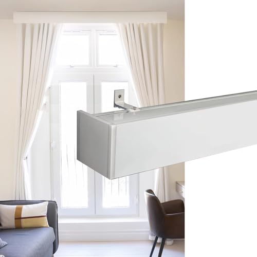 Vorhang-Querbehang für Wohnzimmer, dekorative Schiebevorhangstangenbox, 3-in-1-Vorhangschienensystem, kein Lichtaustritt, 9,5 - 7,6 m, individuelle Länge, Vorhangschienengesims Vorhang-Querbehang für Wohnzimmer, dekorative Schiebevorhangstangenbox, 3-in-1-Vorhangschienensystem, kein Lichtaustritt, 9,5 - 7,6 m, individuelle Länge, Vorhangschienengesims von Generisch