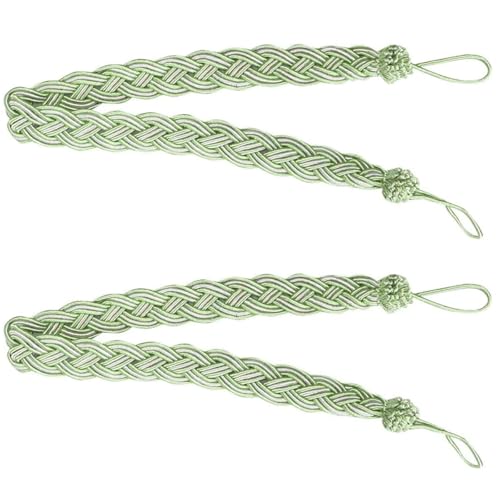 Vorhang-Raffhalter – 58,4 cm Vorhang-Raffhalter und Raffhalter, Fensterquasten und Clips, dekorative Seil-Raffhalter für Vorhänge, Grün, 2 Stück Vorhang-Raffhalter – 58,4 cm Vorhang-Raffhalter und Raffhalter, Fensterquasten und Clips, dekorative Seil-Raffhalter für Vorhänge, Grün, 2 Stück von Generisch