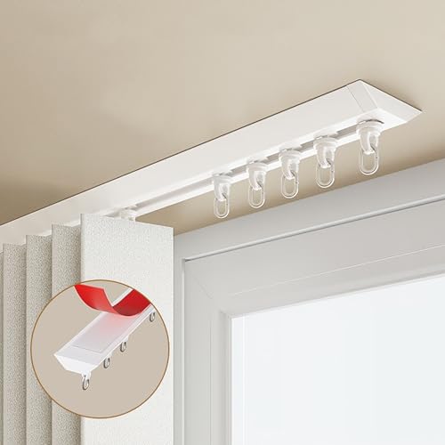 Vorhangschiene, Deckenhalterung, selbstklebend, kein Bohren, Design für Wohnzimmer, Schlafzimmer, Duschtrenner, nicht flexible Installation Vorhangschiene, Deckenhalterung, selbstklebend, kein Bohren, Design für Wohnzimmer, Schlafzimmer, Duschtrenner, nicht flexible Installation von Generisch