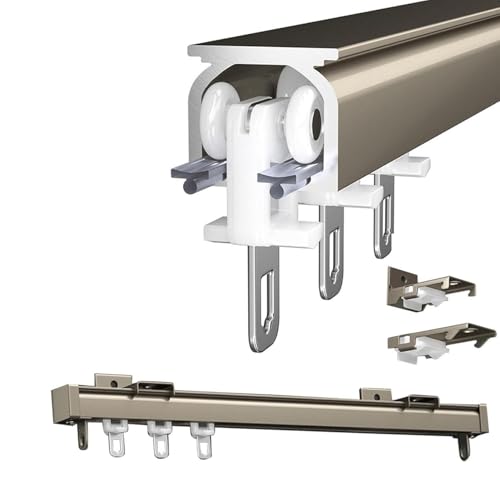 Vorhangschiene aus Aluminium - Decken- oder Wandbefestigung für Fenster und Raumteiler, Gardinenschienensystem mit Laufschienen, 360 cm Länge Vorhangschiene aus Aluminium - Decken- oder Wandbefestigung für Fenster und Raumteiler, Gardinenschienensystem mit Laufschienen, 360 cm Länge von Generisch