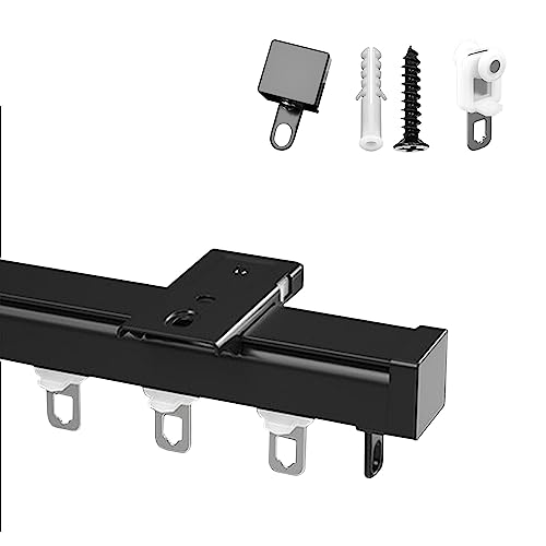 Vorhangschienen-Set aus Aluminiumlegierung, Decken-/Wandmontage, Schiebeteiler-System, robust, wasserdicht, stumm, reibungslose Bedienung für alle Vorhänge Vorhangschienen-Set aus Aluminiumlegierung, Decken-/Wandmontage, Schiebeteiler-System, robust, wasserdicht, stumm, reibungslose Bedienung für alle Vorhänge von Generisch