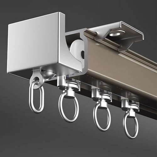 Vorhangschienen-Set für Raumteiler, gerade Vorhangschienen mit Aluminiumgleitern für durchsichtige und Duschvorhänge, 3,1 m Länge, einfache Installation Vorhangschienen-Set für Raumteiler, gerade Vorhangschienen mit Aluminiumgleitern für durchsichtige und Duschvorhänge, 3,1 m Länge, einfache Installation von Generisch