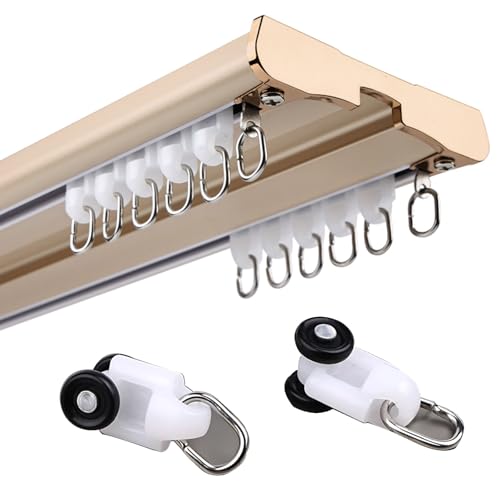 Vorhangschienen mit Doppelschienen, Deckenmontage, robuste Vorhangschienen mit stummen Rollen, einfach zu installieren, für Wohnzimmer, Schlafzimmer, Raumteiler, Vorhang, miteinander verbundene Vorhangschienen mit Doppelschienen, Deckenmontage, robuste Vorhangschienen mit stummen Rollen, einfach zu installieren, für Wohnzimmer, Schlafzimmer, Raumteiler, Vorhang, miteinander verbundene von Generisch