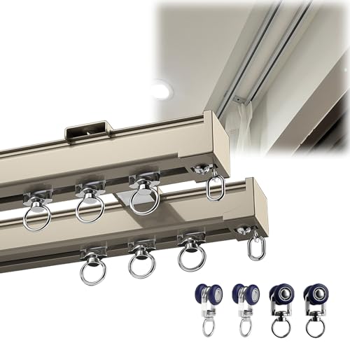 Vorhangschienensystem für Decke 1-8m Doppel Gardinenstange Raumteiler Schiene Komplettset mit 2-läufiger Schiene ideal für Wohnkultur und Raummanagement Vorhangschienensystem für Decke 1-8m Doppel Gardinenstange Raumteiler Schiene Komplettset mit 2-läufiger Schiene ideal für Wohnkultur und Raummanagement von Generisch