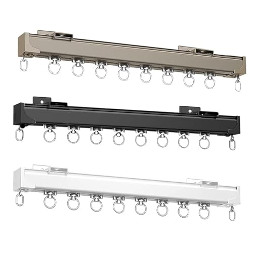 Vorhangschienensystem zur Deckenmontage, 1 m, 2 m, 4 m, 5 m, 6 m, robuste Schiebevorhängeschiene, Raumteiler, Aluminium-Gardinenstange und Zubehör (Gold, 1,8 m) von Generisch