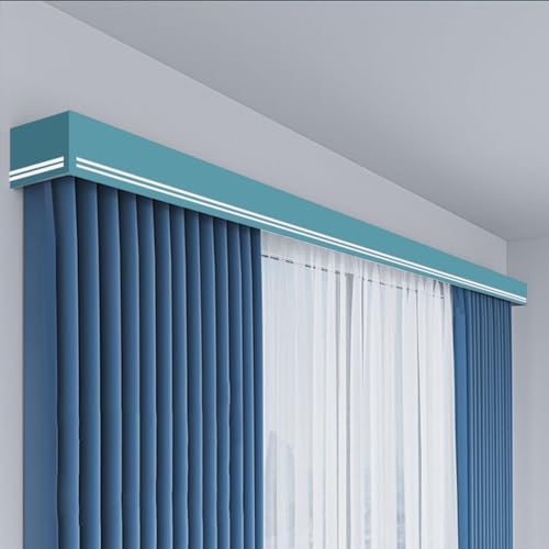 Vorhangvolantkasten aus Aluminiumlegierung mit Zwei Schienen, dekorativen Vorhangschienen und Querbehang zur Wandmontage, 2,4 m – stilvolles blaues Vorhangschienensystem für die Inneneinrich Vorhangvolantkasten aus Aluminiumlegierung mit Zwei Schienen, dekorativen Vorhangschienen und Querbehang zur Wandmontage, 2,4 m – stilvolles blaues Vorhangschienensystem für die Inneneinrich von Generisch