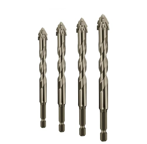 Vrsgs Drill Bits, vrsgs magnetic drill bits, High-strength eccentric twist drill bit, New Four-Flute Sawtooth Eccentric Drill Bit, High Hardness Skewed Head EccentricDrillBits (6+8+10+12mm, 1Set) von Generisch