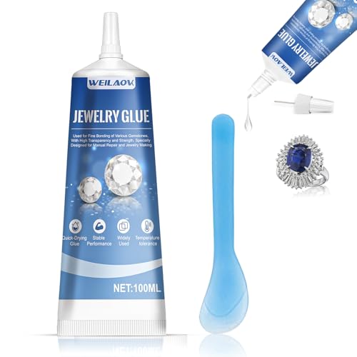 WEILAOK Schmuckkleber Extra Stark Transparent, Strasssteine Schmucksteinkleber mit feiner Düse, Schmuck Kleber für die Schmuckherstellung und Reparatur, Trocknet Transparent, 100 ml WEILAOK Schmuckkleber Extra Stark Transparent, Strasssteine Schmucksteinkleber mit feiner Düse, Schmuck Kleber für die Schmuckherstellung und Reparatur, Trocknet Transparent, 100 ml von Generisch