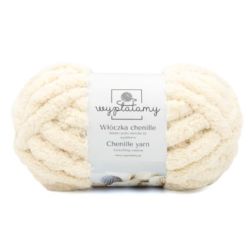 WYPLATAMY Dicke Wolle Garn 250g - Handstricken, Chenille Strickgarn zum Häkeln für Decken & Pullover - Häkeln Garn, Stricken Dicke Wolle 25m Weiches Wollgarn Perfekt für Anfänger (Beige) von Generisch