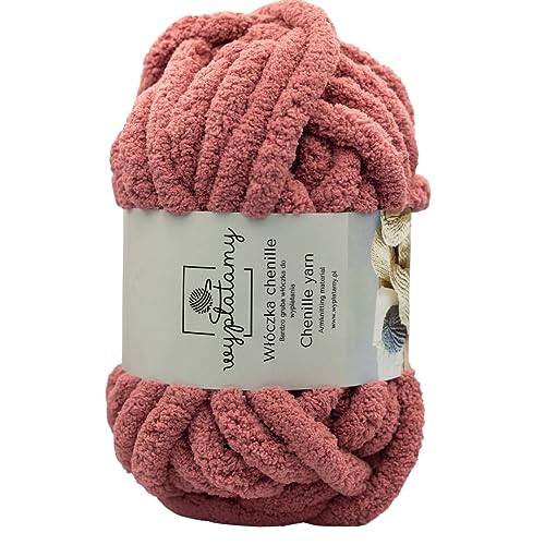 WYPLATAMY Dicke Wolle Garn 250g - Handstricken, Chenille Strickgarn zum Häkeln für Decken & Pullover - Häkeln Garn, Stricken Dicke Wolle 25m Weiches Wollgarn Perfekt für Anfänger (Schmutziges Rosa) von Generisch