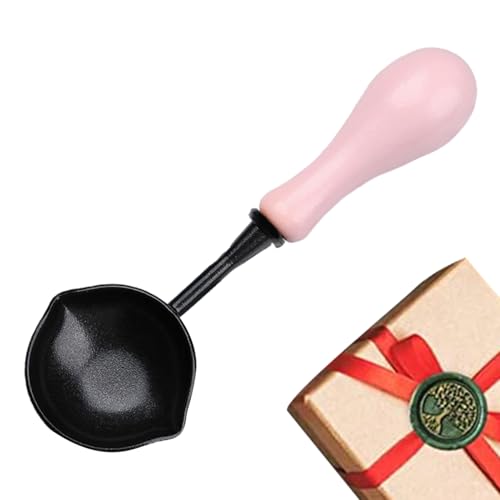 Wachssiegelstempellöffel Mit Holzgriff- Pour-Ausguss-Design Für Einfache Versiegelung, Anti-Stick-Metalllöffel Für Feuerfarbe Und Wachsschmelzen, Ideal Für Handwerk, Buchstaben Und Geschenkpackung von Generisch