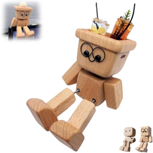 Wackelnde Holzfiguren | Tragbar lustige Wackelkopf-Autodekoration | handgefertigte Holz-Auto-Ornamente | Actionfiguren, Schreibtisch-Ornamente | Wackelfigur Holzfiguren für Auto, Büro (Style-B) von Generisch