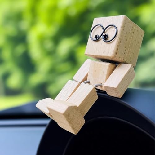 Wackelnder Holzfigur Männchen, Handgefertigte Auto-Armaturenbrett Dekoration mit Wackelnden Füßen, Lustiges Wackel, Auto, Ornament für Schreibtisch Regal (A-1) von Generisch