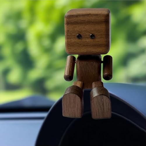 Wackelnder Holzmann, wackelnde Holzfiguren mit Füßen, handgefertigte Wackel-Auto-Ornamente, Armaturenbrett-Dekoration, kreatives Autozubehör von Generisch