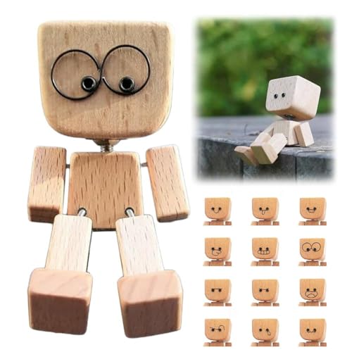 Wackelnder Holzmann,Schüttelnde Holzmannfigur,Charmante kleine Holzfigur,die mit 12 magnetischen Ausdrücke schwankt,handgefertigte Actionfigur als Auto-Ornament,Auto-Armaturenbrett-Dekoration Wackelnder Holzmann,Schüttelnde Holzmannfigur,Charmante kleine Holzfigur,die mit 12 magnetischen Ausdrücke schwankt,handgefertigte Actionfigur als Auto-Ornament,Auto-Armaturenbrett-Dekoration von Generisch