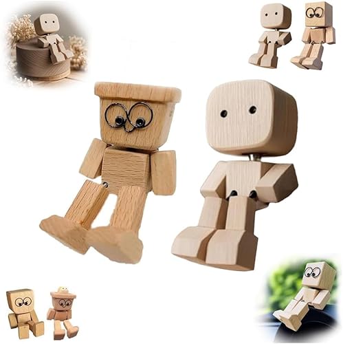 Wackelnder Holzmann,Wackelfigur Auto,Schüttelnde Holzmann-Figur,Charmante kleine Holzfigur,Ausdrücke schwankt,handgefertigte Actionfigur Auto-Ornament,lustige Wackelkopf Armaturenbrett-Dekors (2pc-e) Wackelnder Holzmann,Wackelfigur Auto,Schüttelnde Holzmann-Figur,Charmante kleine Holzfigur,Ausdrücke schwankt,handgefertigte Actionfigur Auto-Ornament,lustige Wackelkopf Armaturenbrett-Dekors (2pc-e) von Generisch