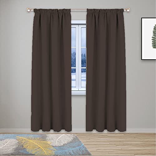 Wärmeisolierte Verdunkelungsvorhänge für Schlafzimmer und Wohnzimmer, weiche Bleistiftfalten, Fensterbehandlungen für Kinder, Dunkelbraun, 330,2 x 165 cm, 1 Stück, energiesparend und lichtblockierend von Generisch