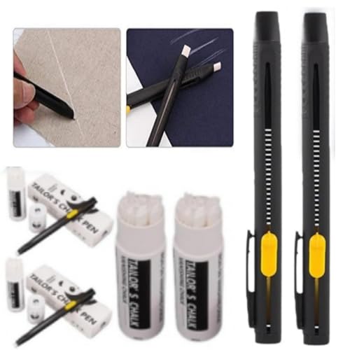 Wärmelöschbarer Stoffmarker zum Nähen, waschbare austauschbare Nachfüllmine zum Nähen, Sticken, Quilten auf Baumwolle & Strickstoffen – DIY Nähwerkzeuge (2 Stift + 20 Nachfüllungen) von Generisch