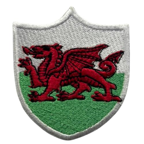 Wales bestickter Schild-Flaggen-Aufnäher, zum Aufbügeln oder Aufnähen, Nationalsymbol, Militär-Aufnäher für Kleidung, Rucksäcke, Mützen von Generisch