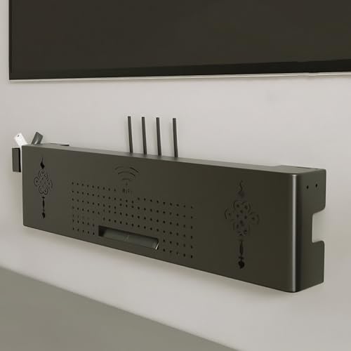 WallMountedRouter Aufbewahrungsbox Modem Kabelmanagement Organizer Medienschrank Abdeckung für Zuhause und Büro, Schwarz (80 cm) von Generisch