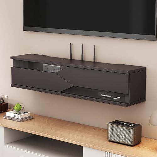 WallMountedRouter-Regal und Kabelmanagement, dekorative Holz-Aufbewahrungsbox für Steckdosenleisten, versteckter Organizer für Zuhause und Büro, Schwarz, 100 cm von Generisch