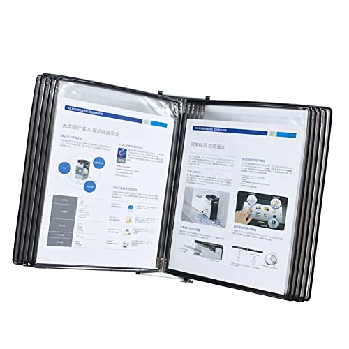 Wandaufstellsystem mit 10 doppelseitigen A4 Tafeln, Klappmappe für Dokumente, transparenter Seitenhalter, ideal für Büros und Präsentationen (Schwarz) von Generisch