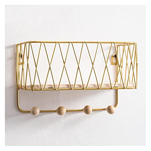 Wandgarderobe – Goldener Schlüsselhalter mit schwebendem Regal, Metall-Briefablage für Eingang, Flur, Schlafzimmer, Badezimmer-Aufbewahrungs-Organizer Wandgarderobe – Goldener Schlüsselhalter mit schwebendem Regal, Metall-Briefablage für Eingang, Flur, Schlafzimmer, Badezimmer-Aufbewahrungs-Organizer von Generisch