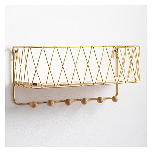 Wandgarderobe – Goldener Schlüsselhalter mit schwebendem Regal, Metall-Briefablage für Eingang, Flur, Schlafzimmer, Badezimmer-Aufbewahrungs-Organizer Wandgarderobe – Goldener Schlüsselhalter mit schwebendem Regal, Metall-Briefablage für Eingang, Flur, Schlafzimmer, Badezimmer-Aufbewahrungs-Organizer von Generisch