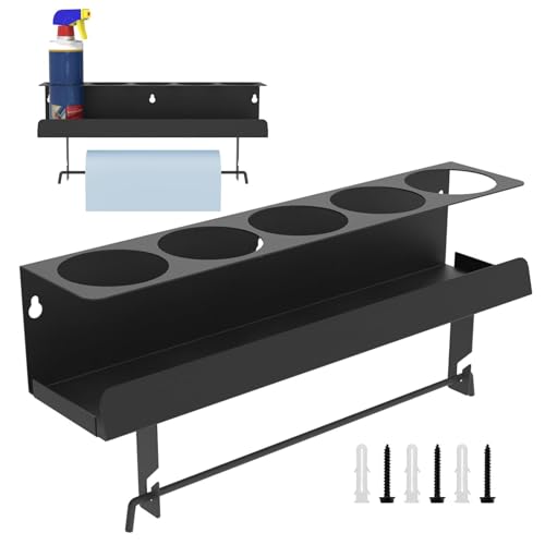 Wandhalterung Sprühflaschenhalter - 5 Farbflaschenhalter - 5 Löcher Design Aufbewahrungsregal für Aerosol-Tank, Sprühdose, Farbflasche, Papierhandtuch Wandhalterung Sprühflaschenhalter - 5 Farbflaschenhalter - 5 Löcher Design Aufbewahrungsregal für Aerosol-Tank, Sprühdose, Farbflasche, Papierhandtuch von Generisch