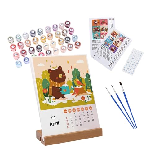 Wandkalender 2025 - Malen nach Zahlen Kalender | Stehender Tischkalender mit Pinsel & Acrylfarbe | Monatskalender mit Holzsockel Kalender Schreibtischdekorationen für Zuhause Schule Wandkalender 2025 - Malen nach Zahlen Kalender | Stehender Tischkalender mit Pinsel & Acrylfarbe | Monatskalender mit Holzsockel Kalender Schreibtischdekorationen für Zuhause Schule von Generisch