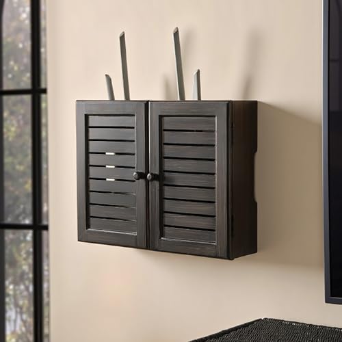 Wandmontierte Aufbewahrungsbox, versteckter Kabel-Organizer, Medien-Aufbewahrungsschrank, starke Tragkraft für Wohnzimmer, Schlafzimmer, Büro, stilvolles Braun (36 cm) von Generisch