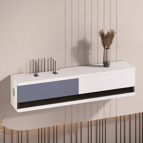 Wandmontierte Box Versteck und Router, dekoratives Videokonsolenregal, Medien-Projektor-Ständer, Kabel-Organizer mit Tür, einfache Montage (Weiß, 80 cm) von Generisch