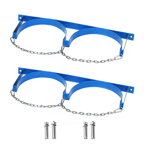 Wandmontierte Gasflasche mit festem Regal, 2 Sets Ausgleichsbehälter-Halterung für Labor/Fabrik, kleiner Feuerlöscher-Halter mit verstellbarer Metallschnalle (2 Stück, blau) von Generisch