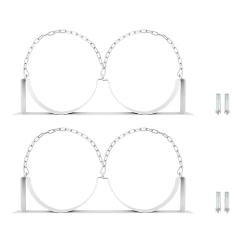 Wandmontierte Gasflasche mit festem Regal, 2 Sets Ausgleichsbehälter-Halterung für Labor/Fabrik, kleiner Feuerlöscher-Halter mit verstellbarer Metallschnalle (2 Stück, weiß) von Generisch