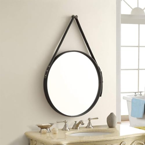 Wandmontierter Spiegel, Akzent-Heimdekoration, Beauty-Schminkspiegel, Metallrahmen, HD-Glas mit verstellbarem Lederband, Wandmontierter Spiegel, Akzent-Heimdekoration, Beauty-Schminkspiegel, Metallrahmen, HD-Glas mit verstellbarem Lederband, von Generisch