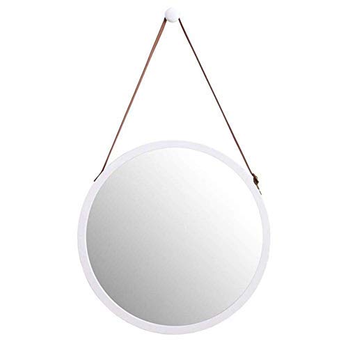 Wandmontierter Spiegel, verstellbarer Make-up-Spiegel mit massivem Bambusrahmen und Lederband, perfekt für Wohnzimmer, Schlafzimmer, Badezimmer, Flur, Dekor (C) von Generisch