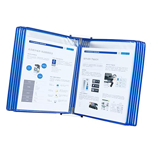 Wandmontiertes Display-System mit 10 doppelseitigen transparenten A4-Blättern, Seiten-Klappordner für einfache Referenzen, ideal für Büros, Schulen und Präsentationen (Blau) von Generisch
