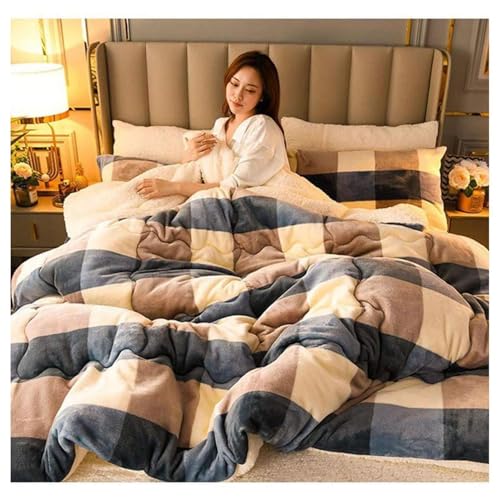 Warme Kaschmir-Steppdecke, Winter-Baumwolle, 150 x 200 cm, 3,5 kg, dicker Lamm-Samtstoff, superweiche Bettwäsche, Woll-Fleece-Decke von Generisch