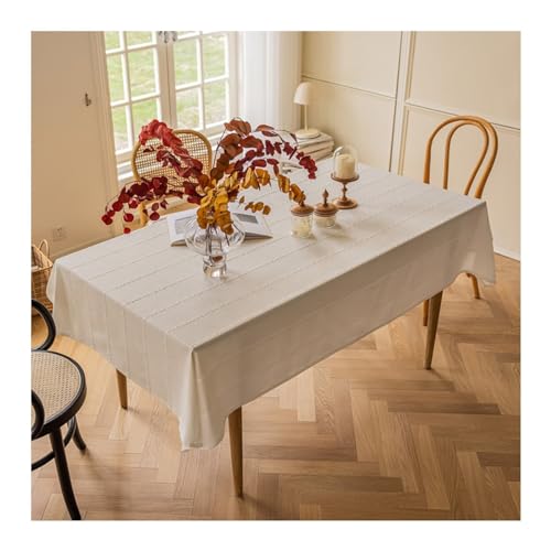 Waschbare, rechteckige Tischdecke, 135 x 100 cm, elegant, einfarbig, Beige mit Streifenmuster, perfekt für den Innen- und Außenbereich, Premium-Polyester-Bezug Waschbare, rechteckige Tischdecke, 135 x 100 cm, elegant, einfarbig, Beige mit Streifenmuster, perfekt für den Innen- und Außenbereich, Premium-Polyester-Bezug von Generisch
