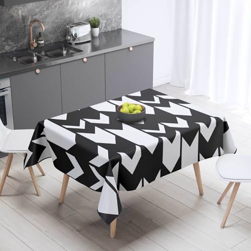 Waschbare, weiße, geometrische Tischdecke, wiederverwendbar, wasserdicht, Polyester, abwischbar, quadratisch, Tischdecke für Essen, Kaffee, Gartenpartys (90 x 90 cm) von Generisch