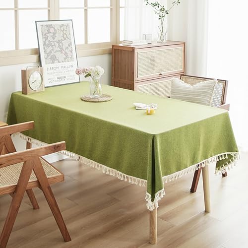 Waschbare Baumwoll-Leinen-Tischdecke mit Quasten, knitter- und staubdicht, für Küche, Esszimmer, Party, 140 x 140 cm, Tischdekoration Waschbare Baumwoll-Leinen-Tischdecke mit Quasten, knitter- und staubdicht, für Küche, Esszimmer, Party, 140 x 140 cm, Tischdekoration von Generisch