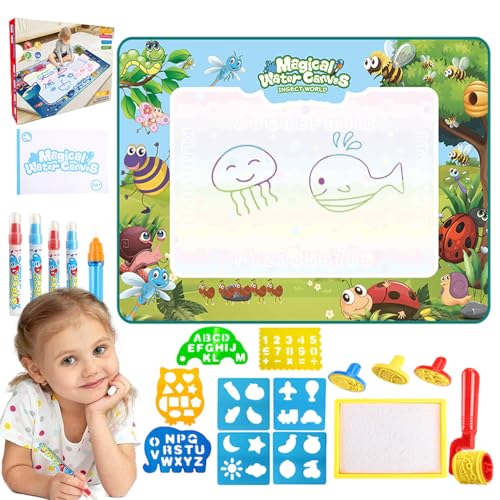 Wasser-Doodle-Zeichenblock, Kinderspielzeug Wasser-Doodle-Matte - Aquarellmatte 150 x 90 cm,Wassermalmatte, Malset, Zeichenbrett, kein Durcheinander, wiederverwendbar, lehrreich, Spaß für er, für Mä Wasser-Doodle-Zeichenblock, Kinderspielzeug Wasser-Doodle-Matte - Aquarellmatte 150 x 90 cm,Wassermalmatte, Malset, Zeichenbrett, kein Durcheinander, wiederverwendbar, lehrreich, Spaß für er, für Mä von Generisch